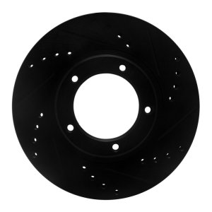 Toyota Tacoma Brake Rotor (1) - Front Right - R1 Concepts - Drilled & Slotted - Black - `95-`04